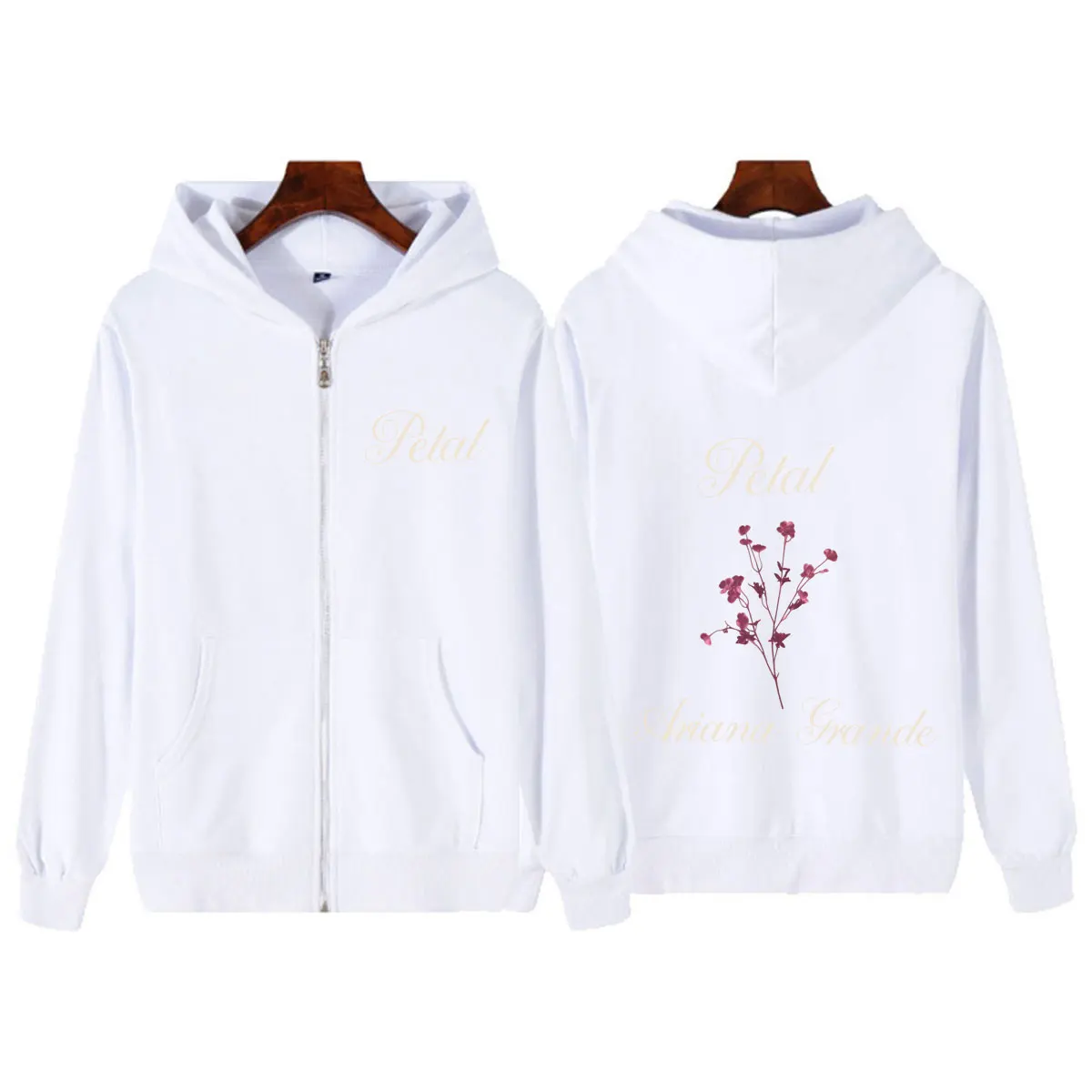 Ariana Grande Petal Album Print Tour 2026 Zipper Hoodie Men Women Fashion Sweatshirts Casual Long-sleeved Vintage Zip Up Jacket