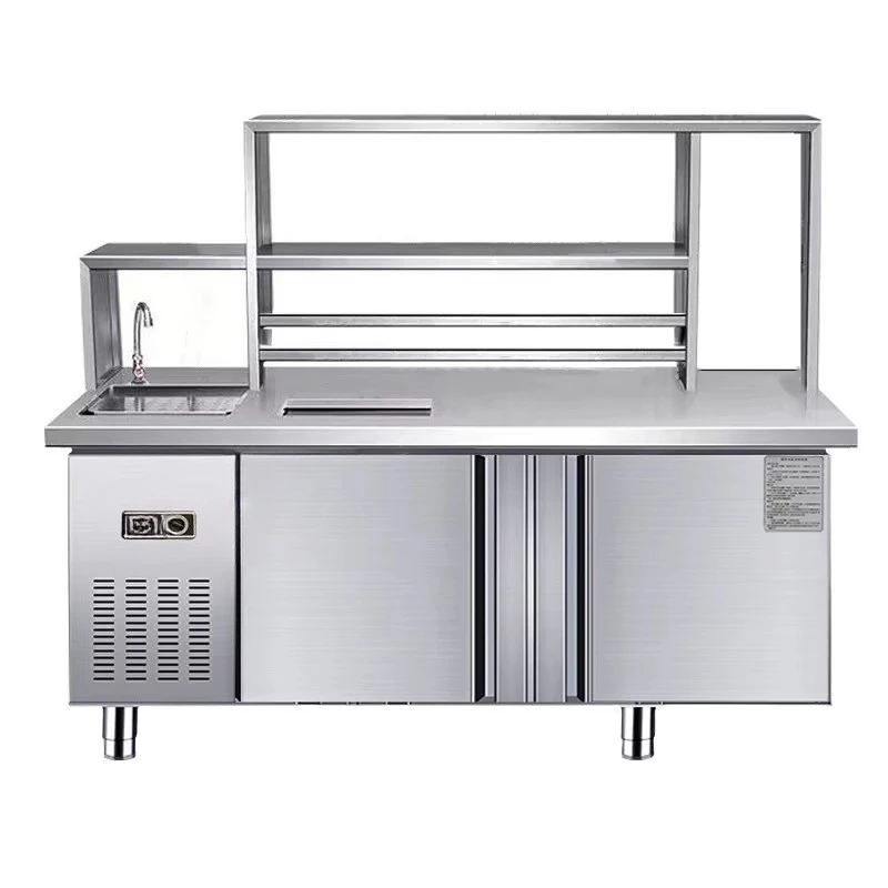 Double Temperature Bar Furniture Refrigeration Equipment Pearl Tea Machine Mobile Workshop Counter Teacup Set