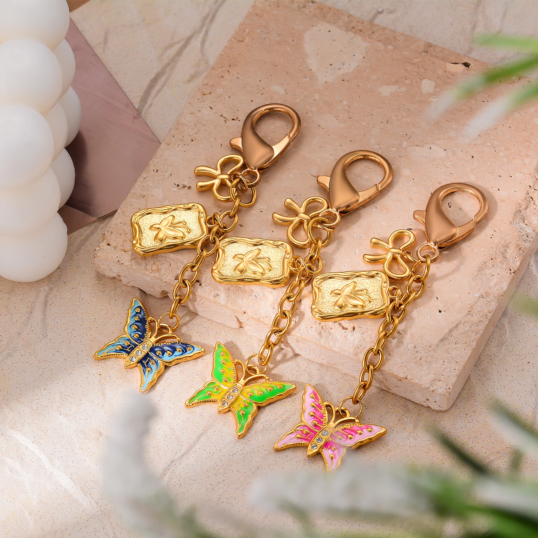 

Retro Lovely Butterfly Keychain Colorful Enamel Metal Key Bag Charm Accessory For Women Girls Handbag Decor