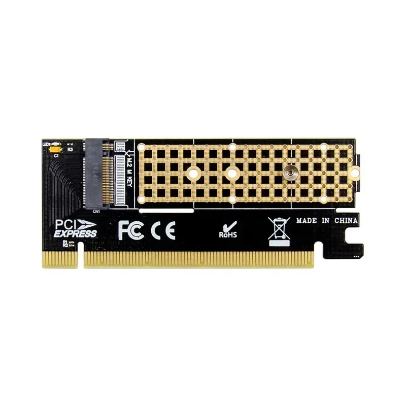 M.2 SSD PCIE Adapter Aluminium Alloy Shell LED Expansion Card Computer Adapter Interface M.2 NVMe SSD NGFF To PCIE 3.0 X16 Rise