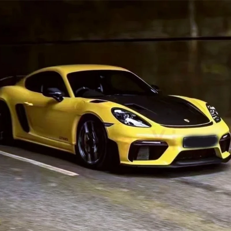 For Porsche 718 Boxster 2017-2023 Upgrade GT4RS Style Dry Carbon Fiber Front Bars Rear Diffuser Rear Spoiler Fender Hood