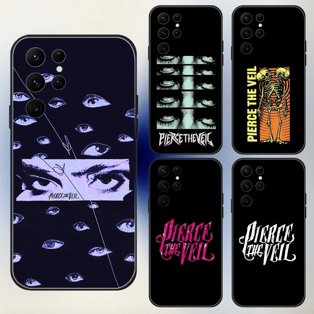 

Band P-Pierce The V-Veil Phone Case For Samsung S24,23,22,30,21,10,9,Ultra,Plus,Lite,FE,5G Black Soft Case