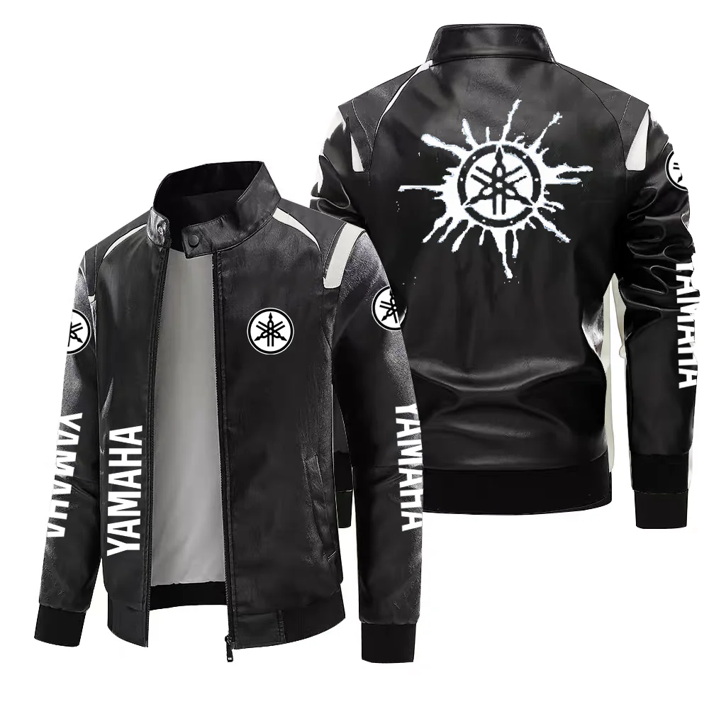 Men's PU Leather Motorcycle Logo Jacket, Windproof, Waterproof, Warm, Luxury, High-end, Racing - view 5