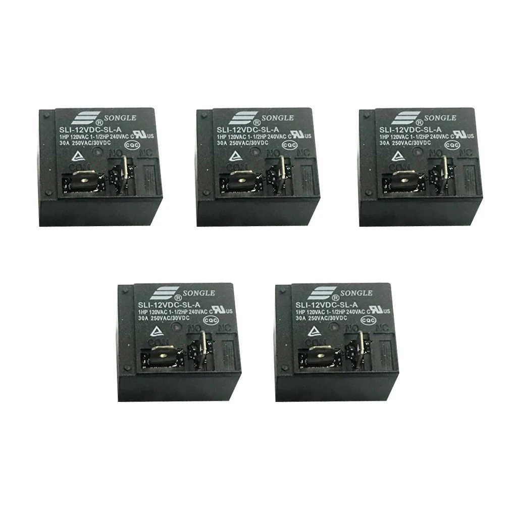 12V Power Relay Set Plastic Material High Current Switch Control Module for Electrical Projects 5 Pieces