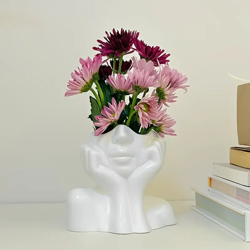 Kreative amerikanische Gesicht halten Vase Dekoration Wohnzimmer Blumenarrangement getrocknete Blumen Tischdekoration Heimdekoration
