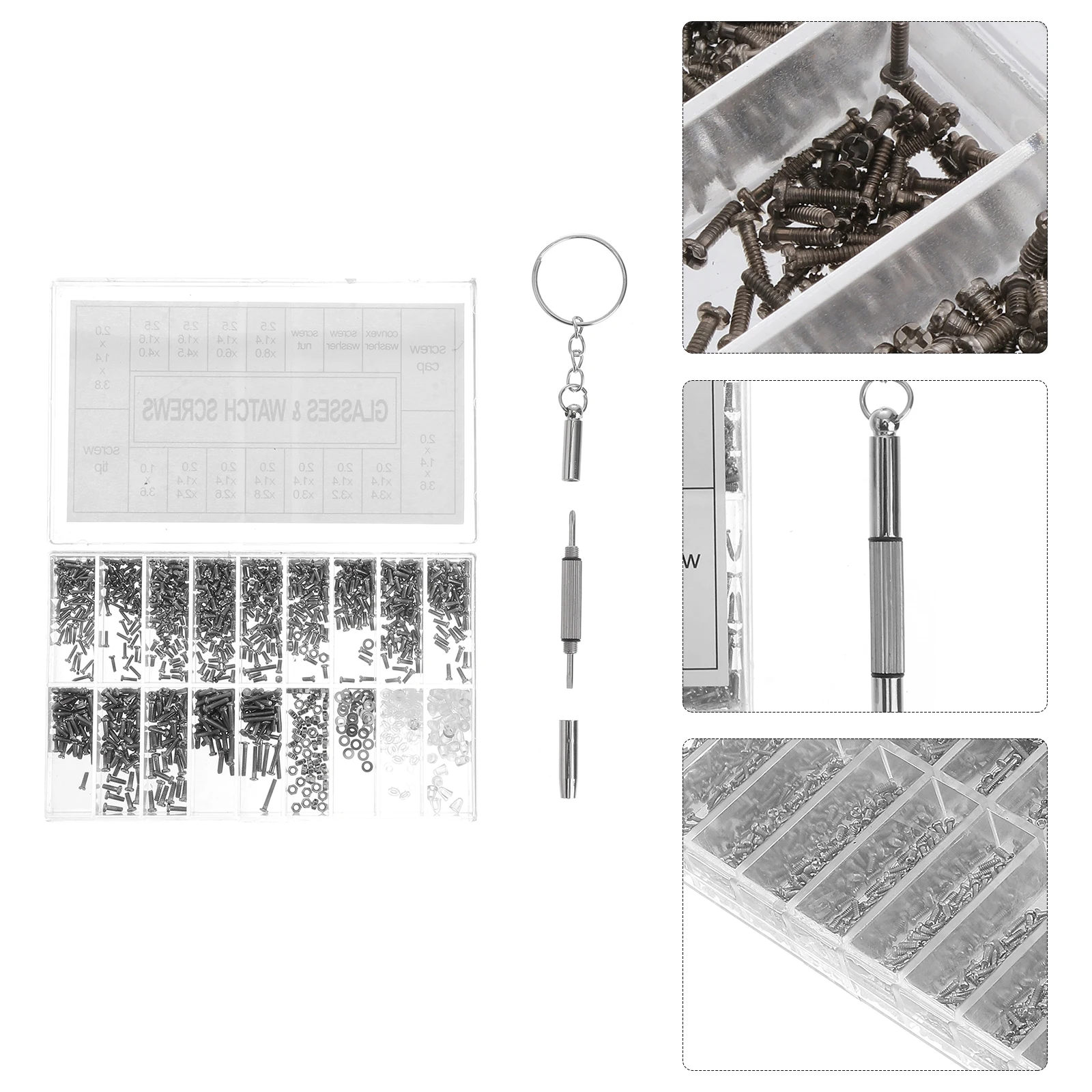 

1000pcs /Set Glasses Repair Tools Stainless Steel Portable Sunglasses Watch Repair Kit Durable Long-Lasting Convenient Storage