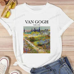 Van Gogh Print Women Cotton T Shirt Creative and Funny Graphic Men's Clothing Casual Streetwear Korean Trend O-neck Y2k Tops