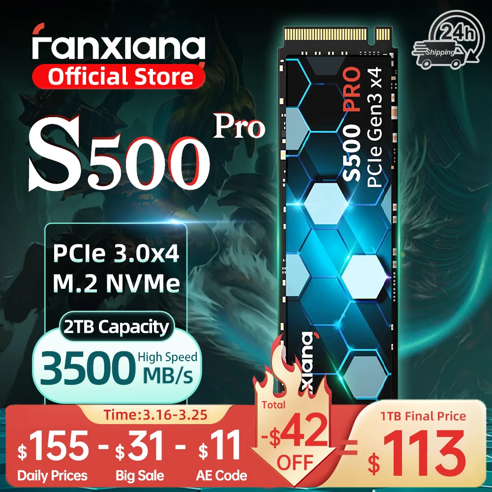 

Fanxiang S500 Pro M.2 SSD Hard Disk 1TB 2TB 3500MB/s NVMe M2 SSD 512GB PCIe 3.0 Internal Solid State Drive For Laptop Desktop PC