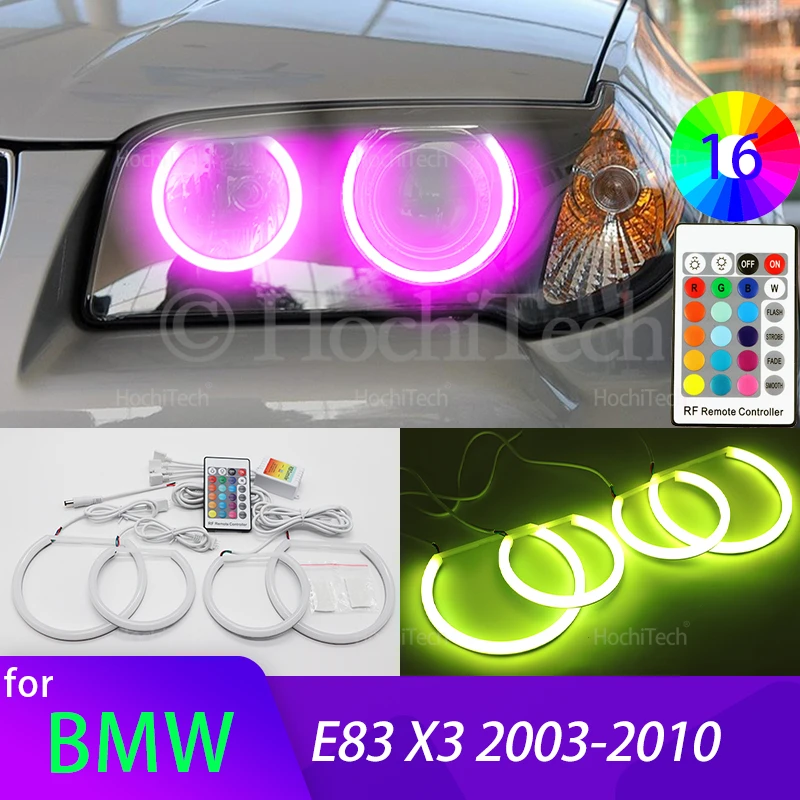 High Quality 16-Color Ultra Bright RGB Cotton LED Angel Eye Rings Daytime Light for BMW E83 X3 2003-2010 Car Accessories