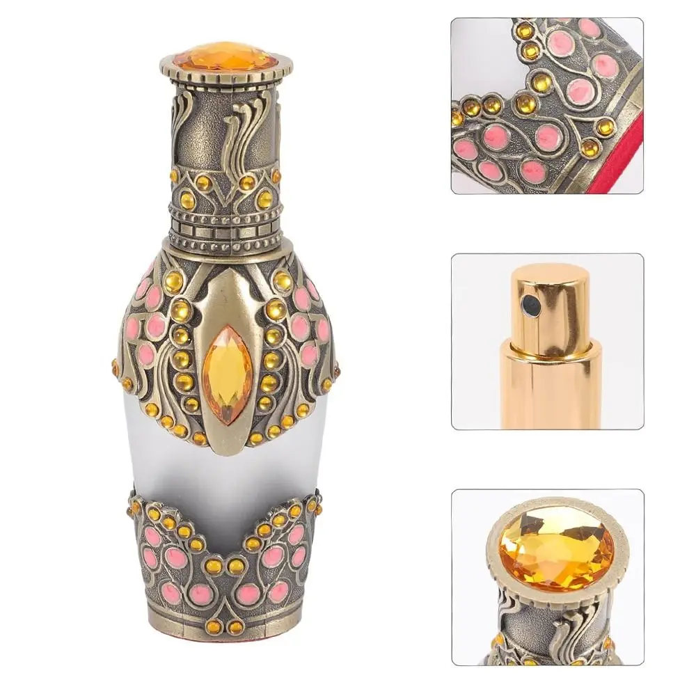 Vintage Perfume Spray Bottle Arab Style 60ML Essential Oil Dropper Refillable Pressed Head Perfume Storage Container