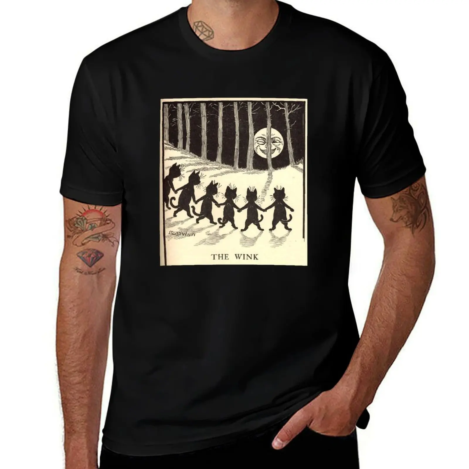 Louis Wain The Wink T-Shirt Basic Daily Outfit Short Sleeve Tee T-Shirt
