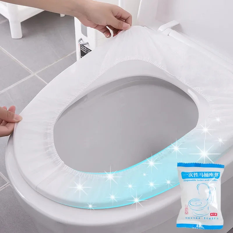 10Pcs Disposable Non-woven Fabric Toilet Seat Cover Public Toilet Hotel Hospital Safe Clean Hygienic Toilet Lid Contactless Mat