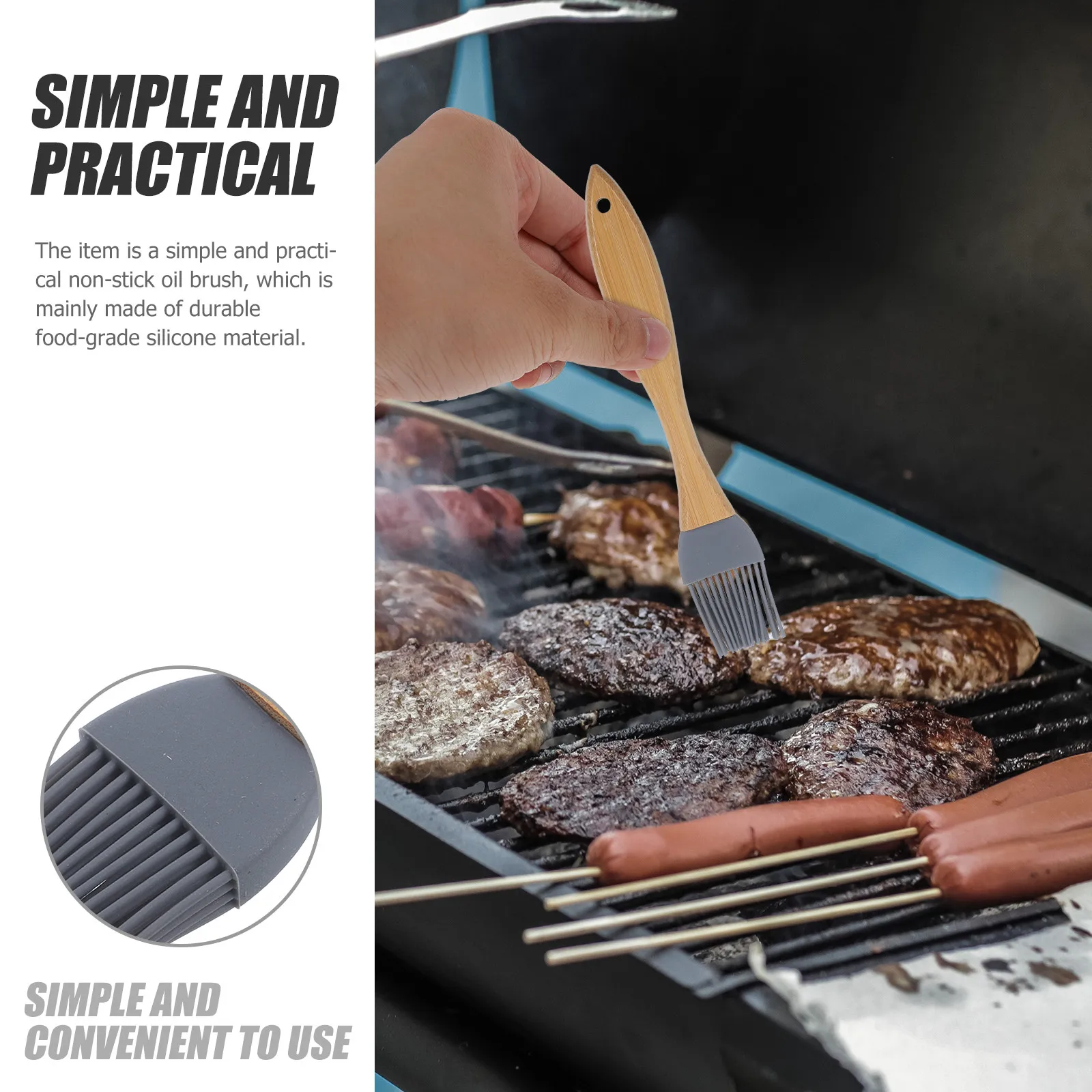 Silicone Oil Brush with Wooden Handle – Heat Resistant, Non-Stick, Easy Clean for Baking, BBQ, Dessert Making