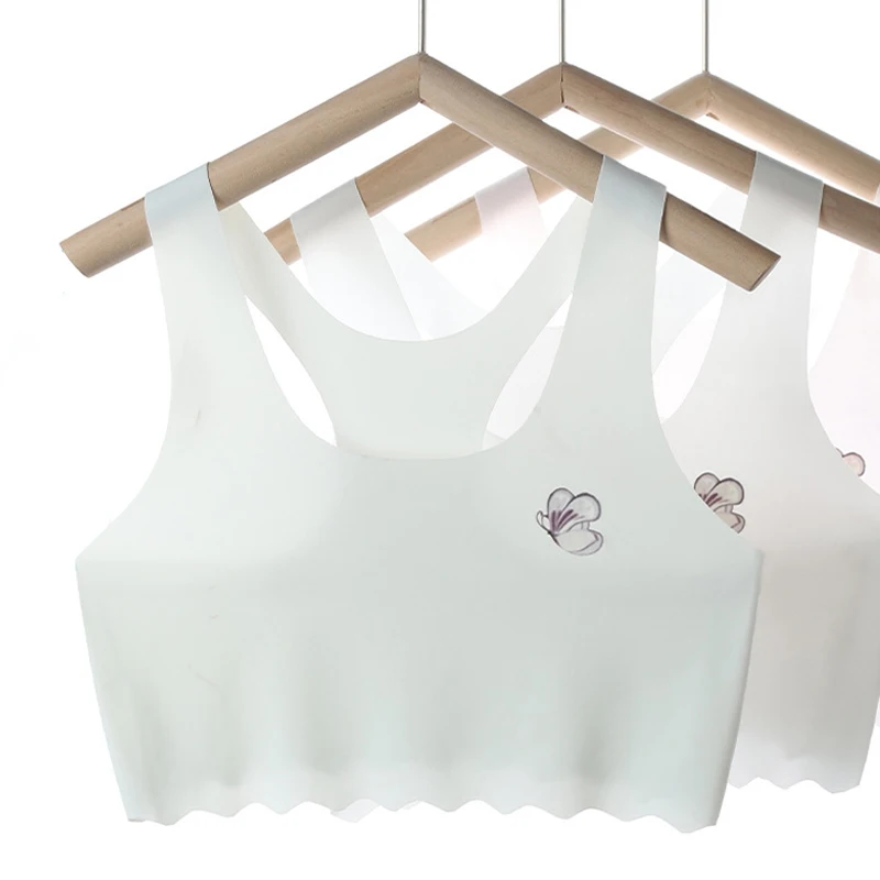 1pcs Ultrathin Girls Training Bras Student Sports Vest Children Cartoon Seamless Bralette Kid Tops Pupils Schoolchild Underwears