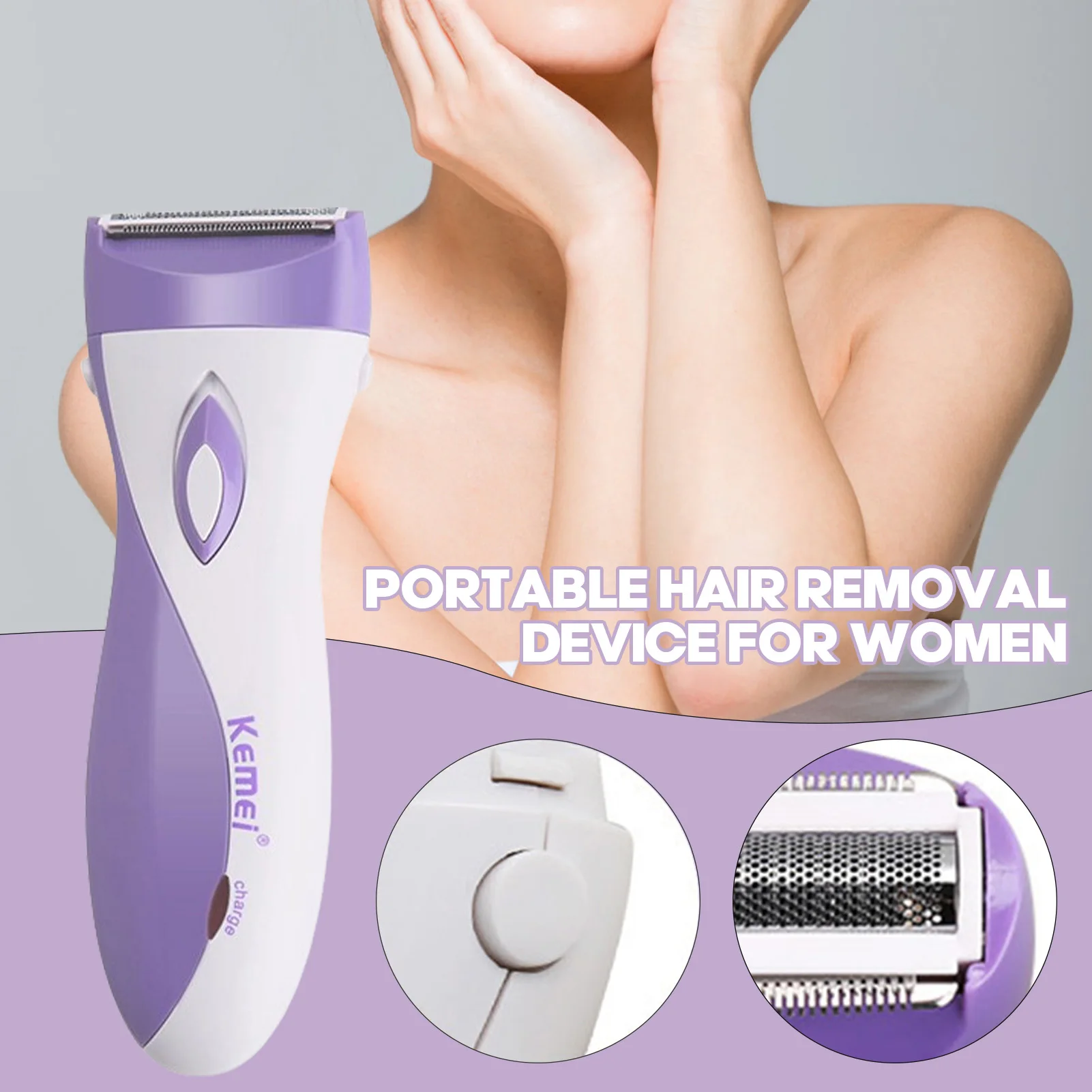 

Handheld Electric Skin Hair Remover Handhold Long Lasting Shaver with Safe Blade for Women Summer Hair Removal Skin Care