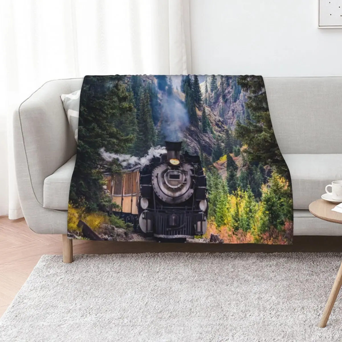 Steam Train in Colorado Throw Blanket Retros blankets and throws Plush Furry Decorative Sofas Decorative Beds Blankets