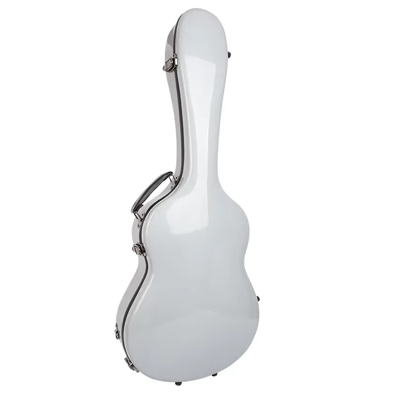 Portable Fiberglass Hard Case for Acoustic Guitar and Bass with Lock Secure Storage Box Durable Protective Shell for