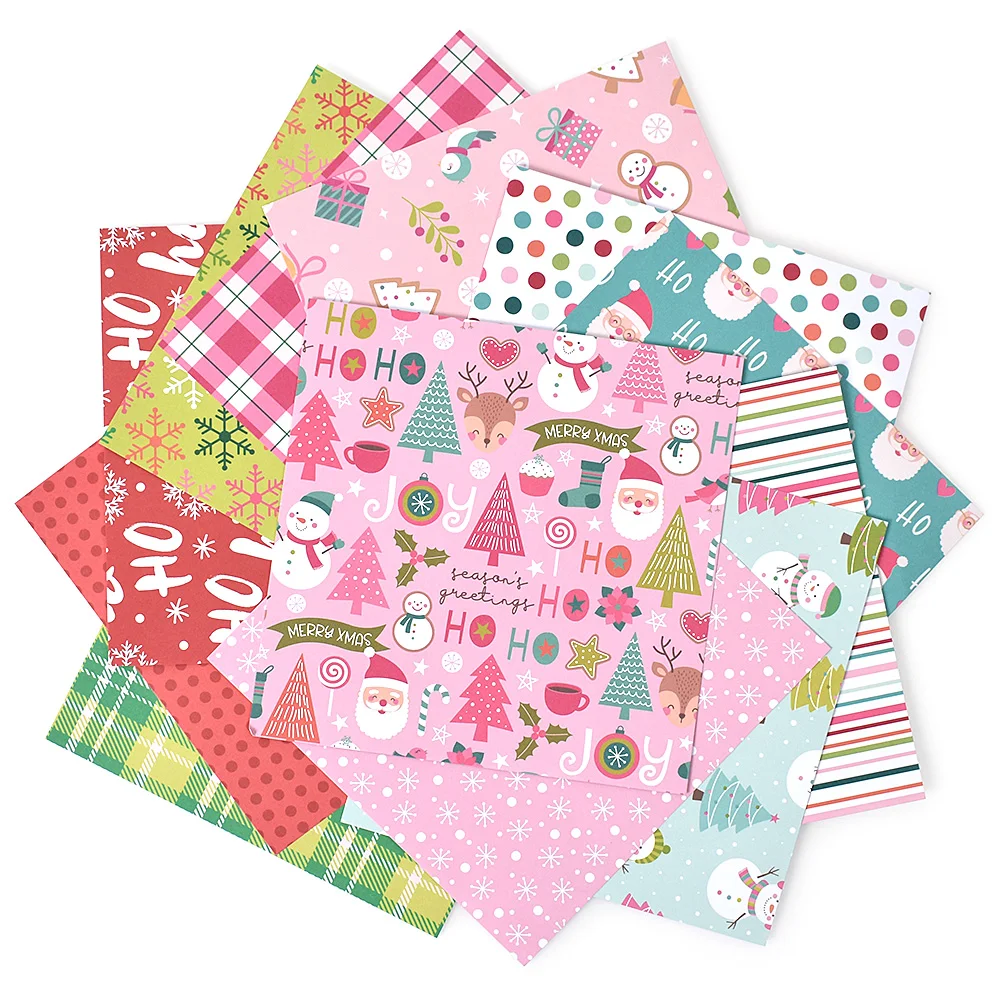 12 Cute Christmas Background Paper 6-Inch DIY Origami Decorative Paper