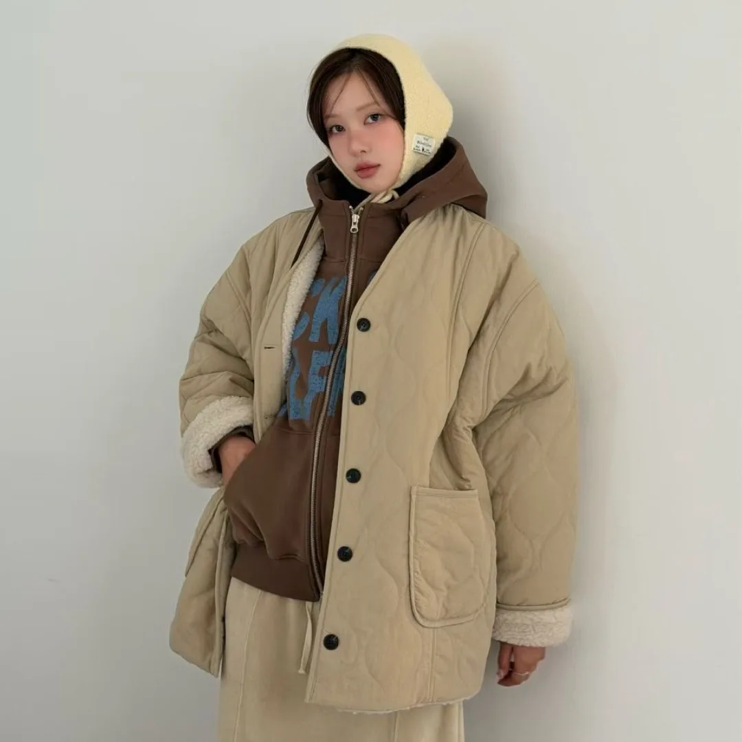 Kurtka damska z bawełny Thiened, dwustronna, elegancka, jesienno-zimowa, nowa, modna, kolorowa, płaszcz do pracy, luźny krój, dł...