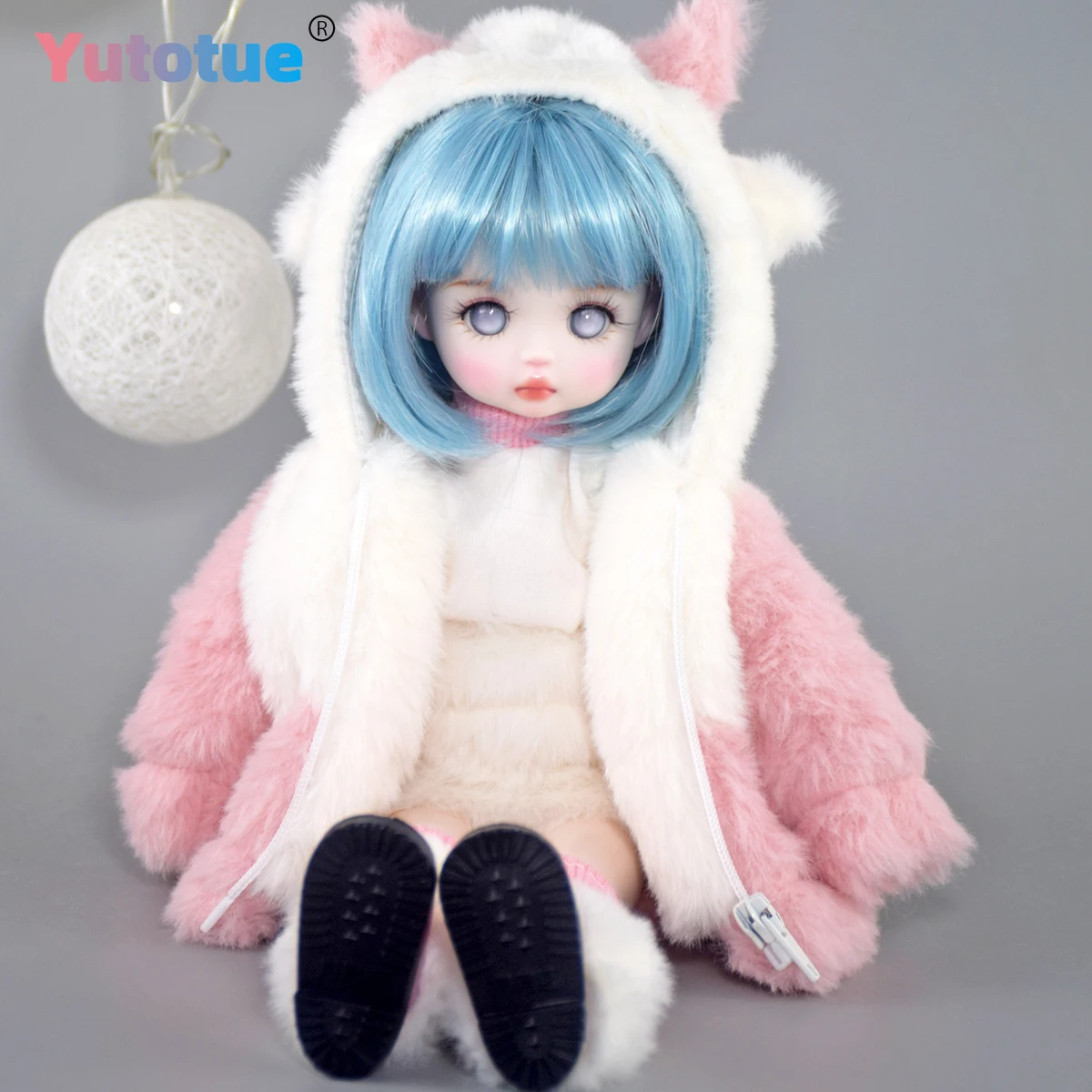 YUTOTUE 30cm Height Grey Eyes Girl Doll with Removable Short Hair Fashion Clothes Set Cute BJD Doll Toy