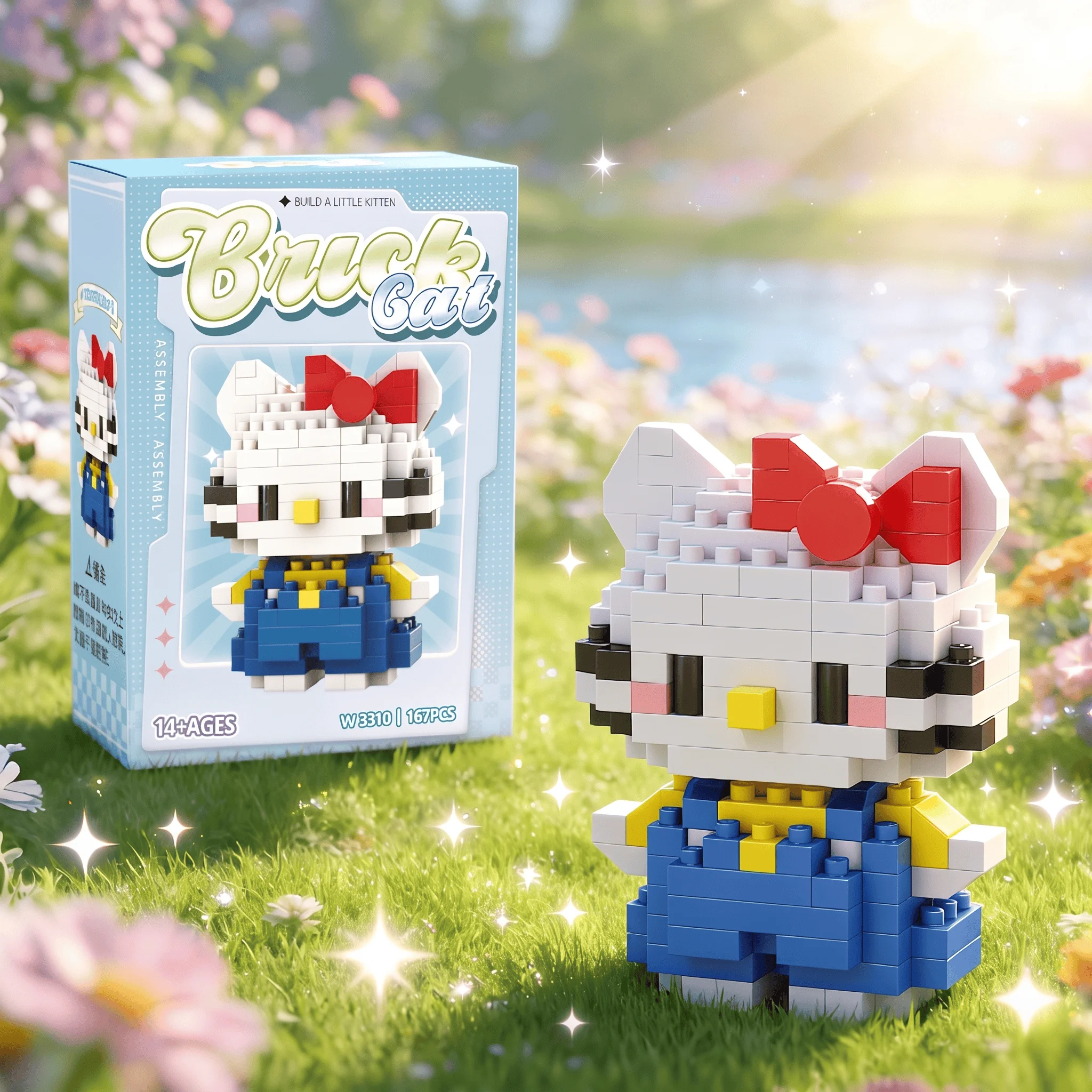 MiniKitten Baustein-Set Niedliche Cartoon-Katzen-Figuren DIY Lernspielzeug für Schreibtischdekoration Ideales Geschenk für Alle Altersgruppen – Detail 8