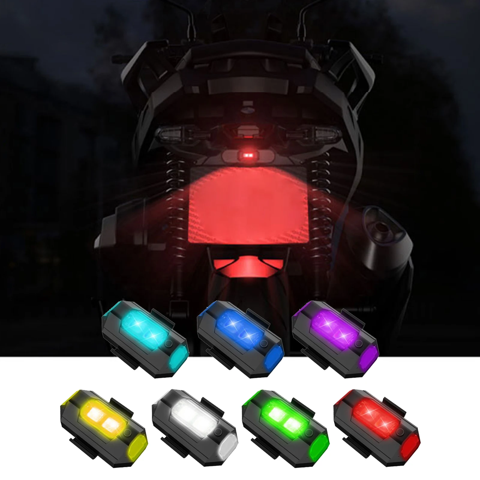 العالمي 7 ألوان الطائرة بدون طيار ضوء إحترافي للدراجات النارية دراجة الطائرة بدون طيار سكوتر USB LED المضادة للتصادم LED ضوء تحذير وامض