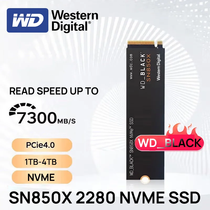 Western Digital WD_BLACK SN850X 1TB 2TB 4TB M.2 2280 NVMe PCIe Gen 4.0x4 SSD Solid State Drives for Gaming Computer Laptop PS5