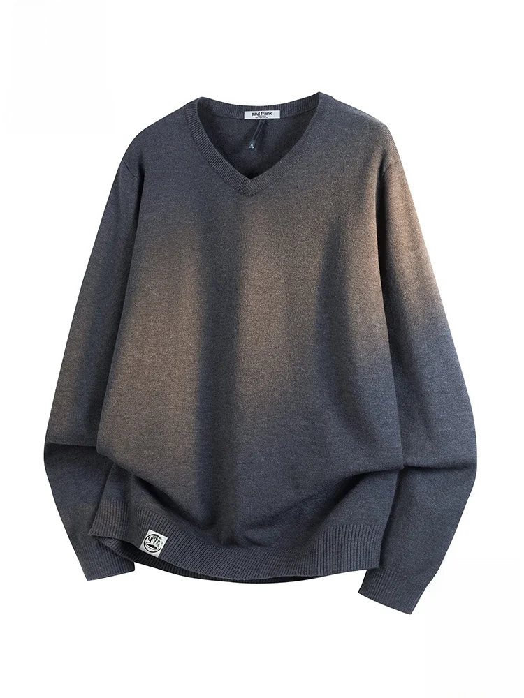 

Вязаный свитер Paul Frank M V-ne, осенний, теплый, повседневный, однотонный, с принтом обезьяны Big Mouth Monkey, простой трикотажный топ