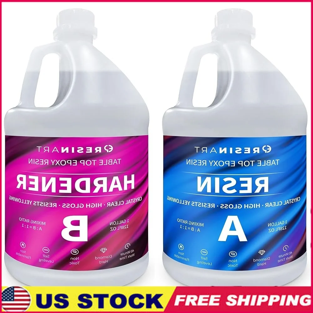 

Crystal Clear Epoxy Resin Kit 2 Gallon High Gloss Easy Mix 1:1 Bubbles Free Durable DIY Coating Crafts