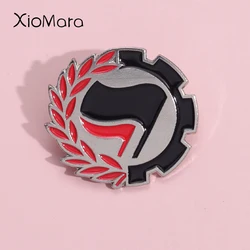 Antifascista Enamel Pins Theory Of Power Black Red Flag Logo Brooches Lapel Badges Pray For Peace Jewelry Gift For World Friends