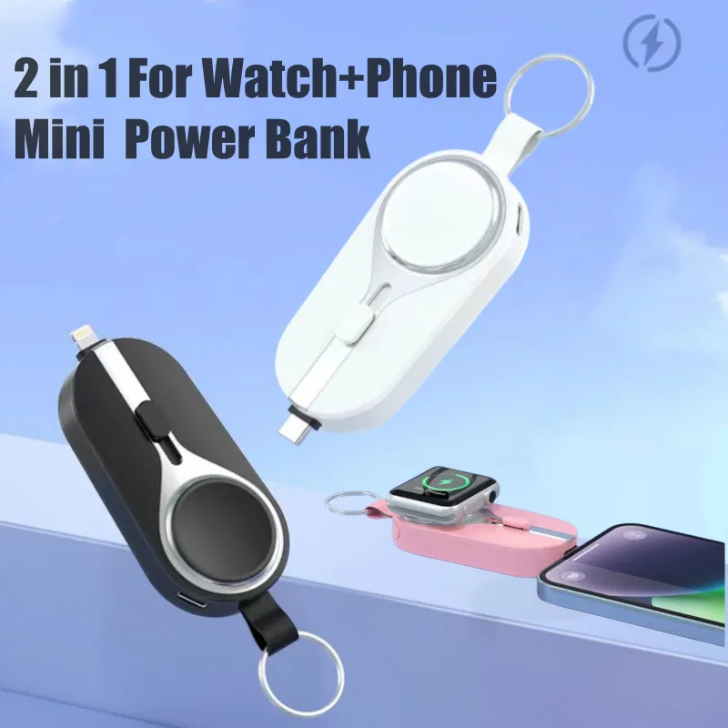 Portable Mini Power Bank for Apple Watch 1-9 Wireless Charger Key Chain Mobile Phone External Battery for iphone Spare Battery