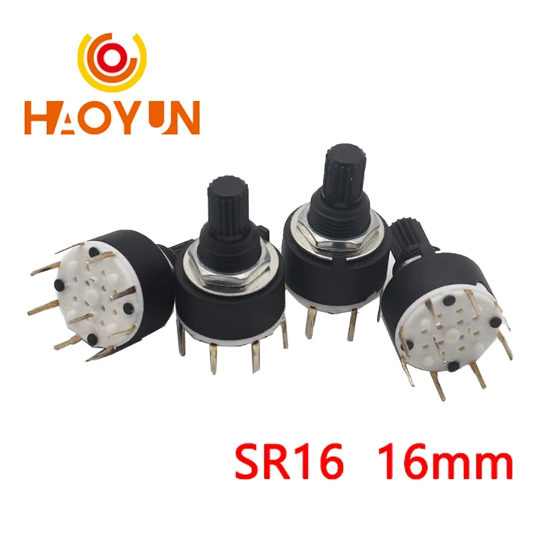 【5-1PCS】RS16 RS26 Selectable Band Rotary Channel Selector Switch Single Deck Rotary Switch Band Selector 1P12T 2P6T 3P4T 4P3T