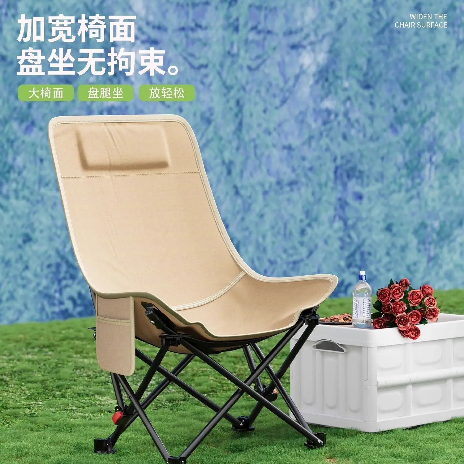 Outdoor Adjustable Folding Chair Portable Camping Sitting Lying Lunch Lounge with Legs Moonchair Lying Chair