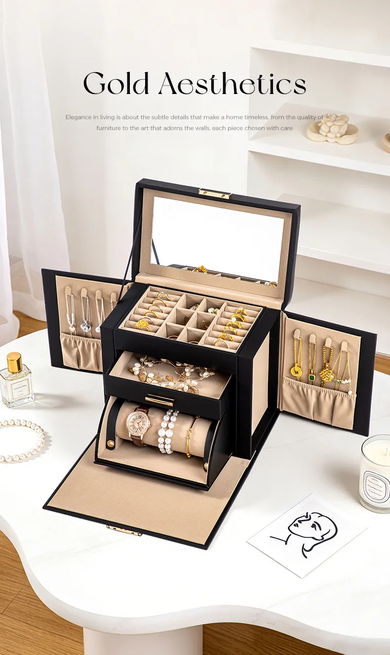 

High-end Multi-layer Large Jewelry Box for Necklaces, Rings, and Earrings Storage
