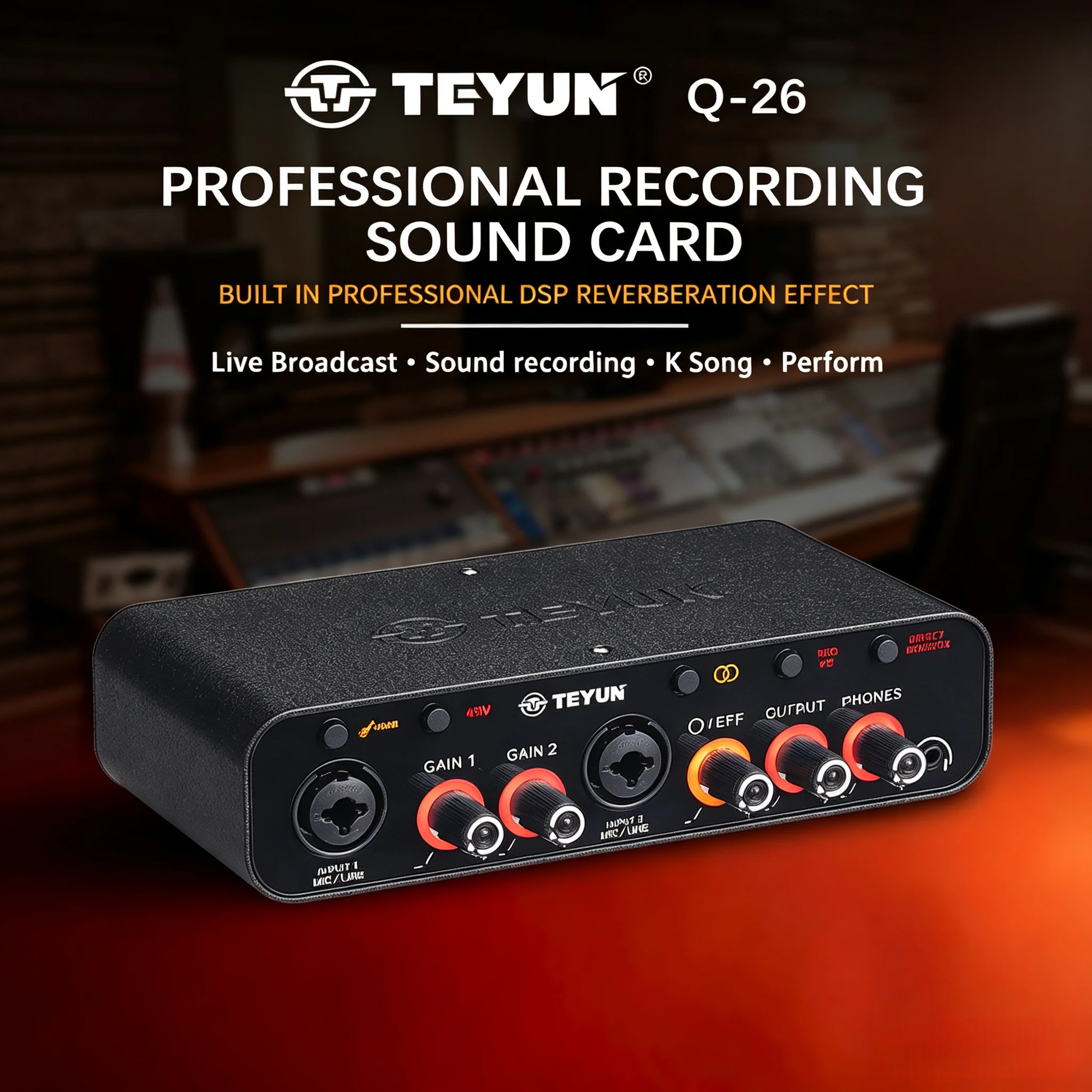 FUHAM Q26 mobile live sound card USB plug-and-play recording KTV microphone for PC recording