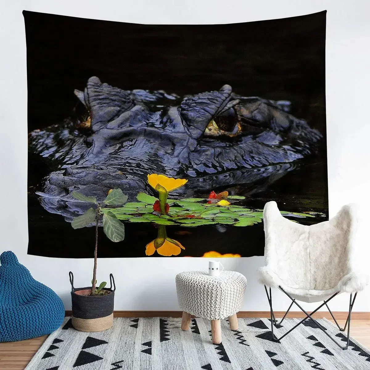 Crocodile Tapestry Alligator Tapestries Wildlife Animal Wall Hanging for Children Boys Teens Crocodiles Wall Art Decorative Room