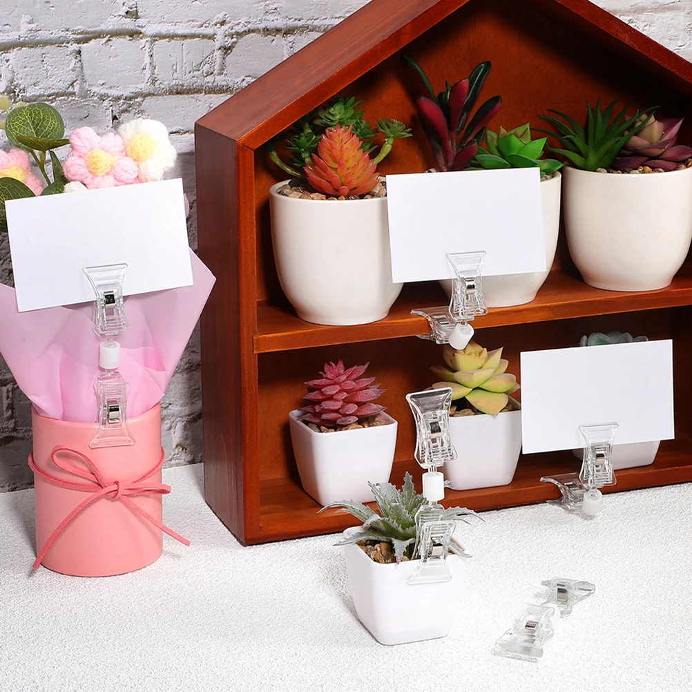 

25 Pcs Transparent Clip Double Display Clips Merchandise Sign Folder Plastic Labels Holder Banner