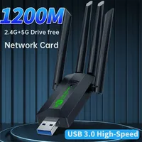 Dual Band USB wifi 1200Mbps Adapter 2.4GHz 5GHz 4 Antenna WiFi USB Dongle for PC Laptop Computer 600Mbps Network Card Receiver