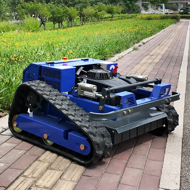 カスタマイズ可能な無限軌道式リモコン芝刈り機、自走式ワイヤレス除草ロボット、4ストローク、高品質