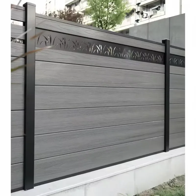 Modern Design 6 Feet Eco Friendly WPC Vinyl Clad Trellis Fence Panels for Outdoor Easy to Install Aluminum Engraved Fence