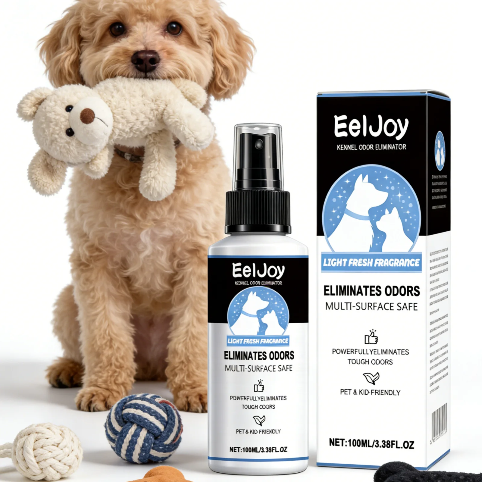EelJoy Kennel Odor Eliminatcr Neutralize Odor Urine Stain Remover Natural Gentle Hypoallergenic Deodorizing Spray for Dog 100ml