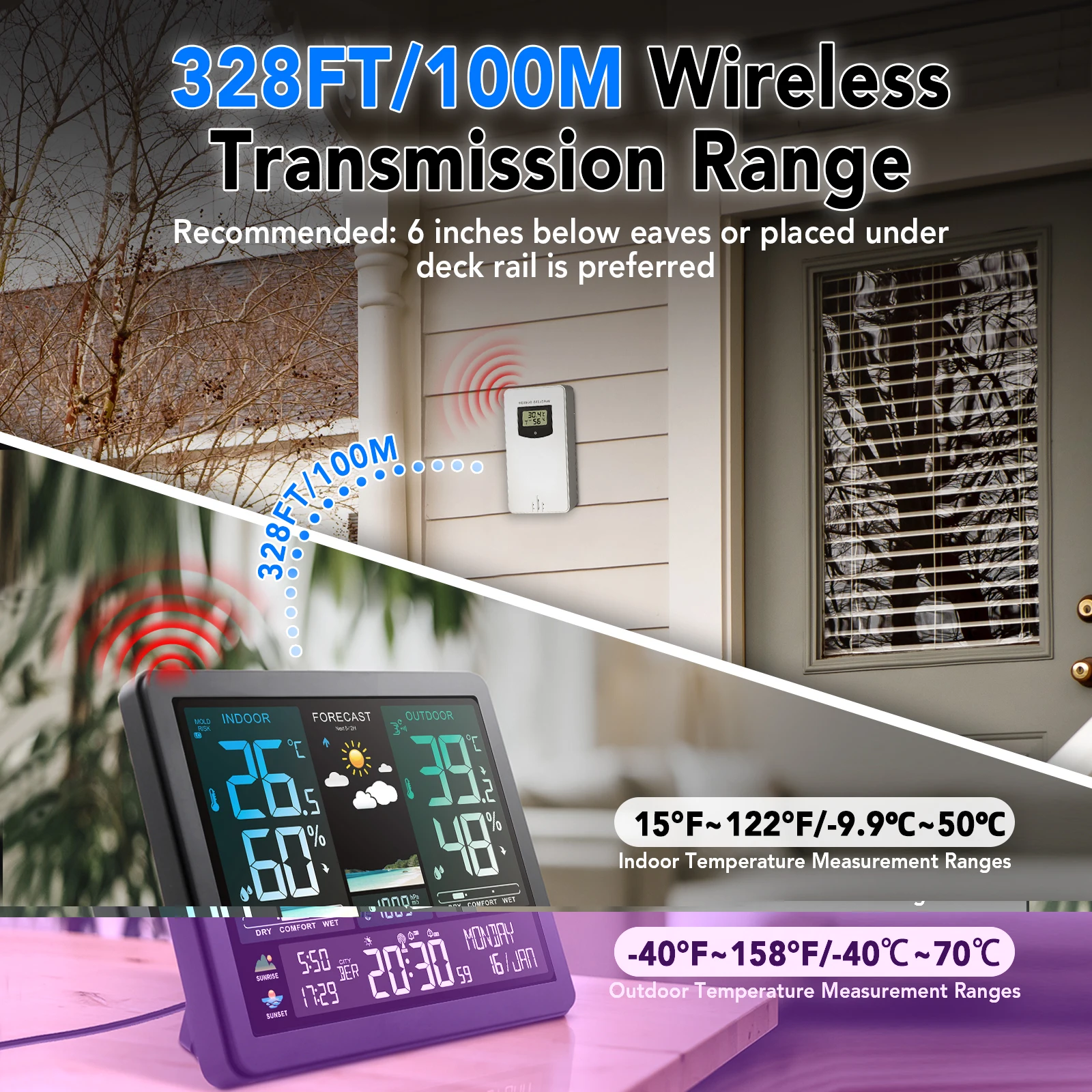 Digitale weerstation, draadloz - Wireless Weather Station Indoor Outdoor recensie en prijs