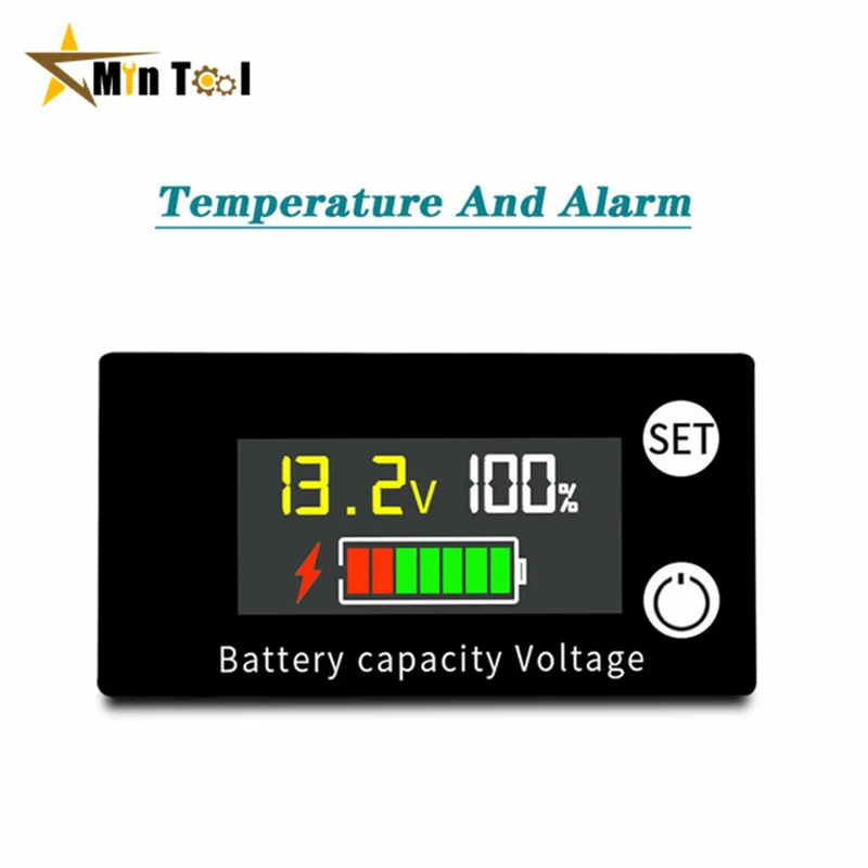 Voltímetro de batería CC, indicador de capacidad de 8V-100V, medidor de potencia, celda de plomo-ácido LiFePO4 de litio, 12V, 24V, 48V para batería