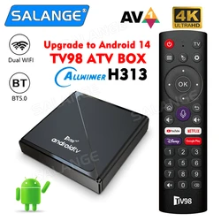 音声リモコン付きスマートTVボックス,スマートTVデコーダー,TV 98,TV Pro, Android 14, Allwinner H313,クアッドコア,8K, 4K, 5G, 4Gデュアルwifi,bt5.0,2GB, 16GB