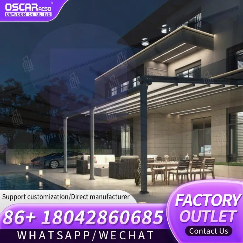 

Motorized Waterproof PVC Outdoor Automatic Retractable Awnings for Patio Garden Balcony Retractable Canopy Pergola