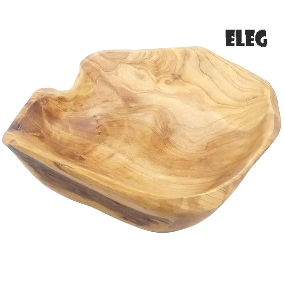 

ELEG-Wooden Fruit Salad Serving Bowl Hand-Carved Root Bowls Creative Living Room Real Wood Candy Bowl