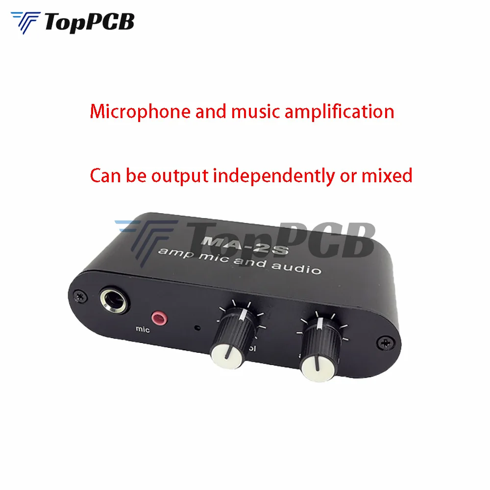 MA-2S Microphone Music Mixed Preamplifier 6.5mm Dynamic 3.5mm Condenser Amplifier MIC and Audio Mixer DC 5-12V 5.5*2.1MM