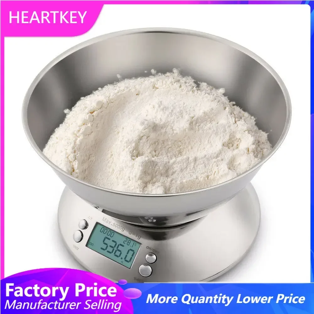 

Digital Kitchen Scale Stainless Steel High Accuracy Food with Removable Bowl Kitchen Accessories