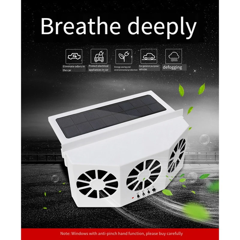 Car Black Ventilation Fan Solar Charging Car Fan Heater Fan for Car Window Cooling Artifact Car Exhaust Fan Cooling Down