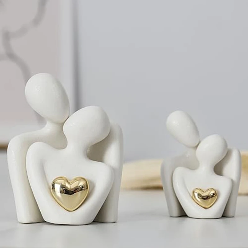 Abstract Couple Sculpture Close Up Details White Matte Finish